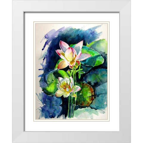 Water Lilly White Modern Wood Framed Art Print with Double Matting by Kovacs, Anna Brigite
