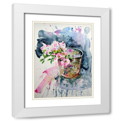 Pink Orchidea White Modern Wood Framed Art Print with Double Matting by Kovacs, Anna Brigite
