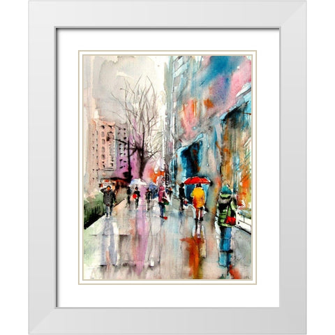 Rain White Modern Wood Framed Art Print with Double Matting by Kovacs, Anna Brigite