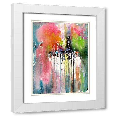 Rain II White Modern Wood Framed Art Print with Double Matting by Kovacs, Anna Brigite