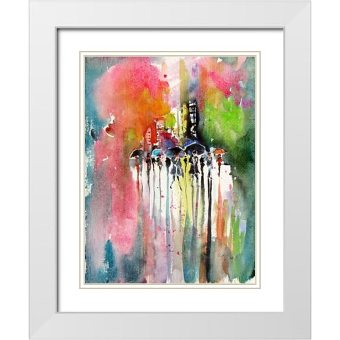 Rain II White Modern Wood Framed Art Print with Double Matting by Kovacs, Anna Brigite