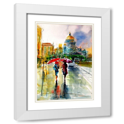 Rainy Days White Modern Wood Framed Art Print with Double Matting by Kovacs, Anna Brigite
