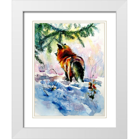 Red Fox White Modern Wood Framed Art Print with Double Matting by Kovacs, Anna Brigite