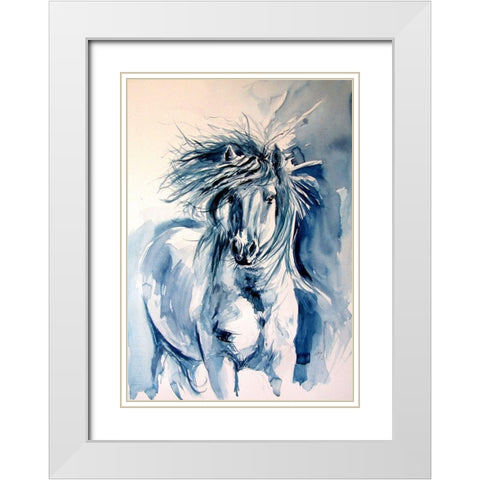 Horse White Modern Wood Framed Art Print with Double Matting by Kovacs, Anna Brigite