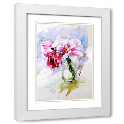 Bouquet of Flowers White Modern Wood Framed Art Print with Double Matting by Kovacs, Anna Brigite