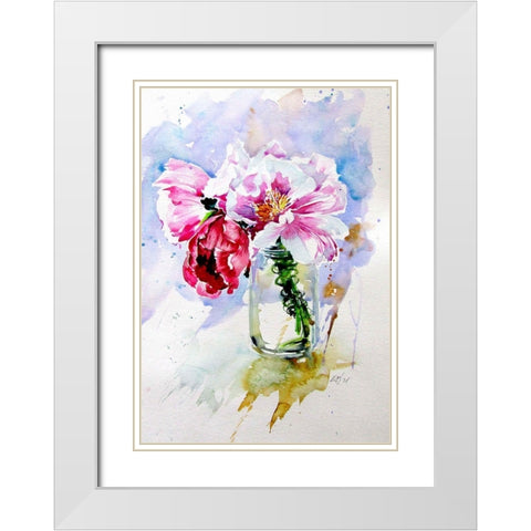 Bouquet of Flowers White Modern Wood Framed Art Print with Double Matting by Kovacs, Anna Brigite