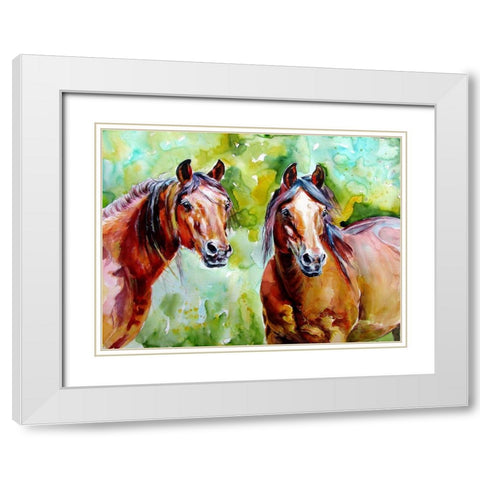 Horse Friendship White Modern Wood Framed Art Print with Double Matting by Kovacs, Anna Brigite