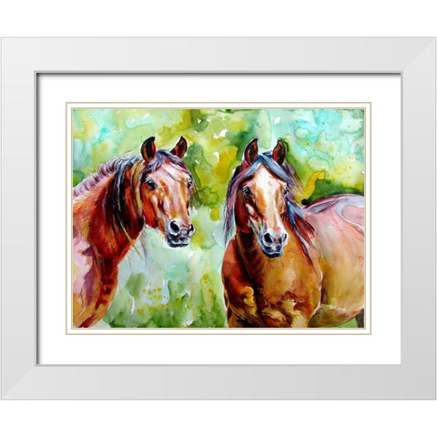 Horse Friendship White Modern Wood Framed Art Print with Double Matting by Kovacs, Anna Brigite