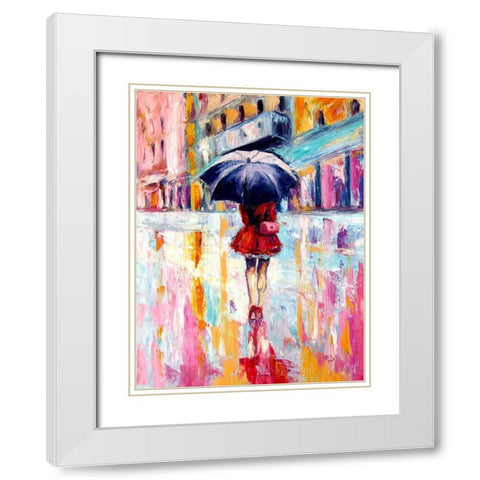 Rainy Day in the City II White Modern Wood Framed Art Print with Double Matting by Kovacs, Anna Brigite