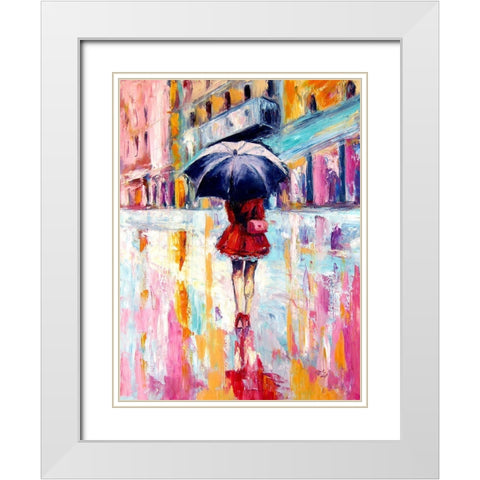 Rainy Day in the City II White Modern Wood Framed Art Print with Double Matting by Kovacs, Anna Brigite