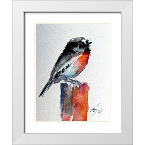 Little Bird White Modern Wood Framed Art Print with Double Matting by Kovacs, Anna Brigite