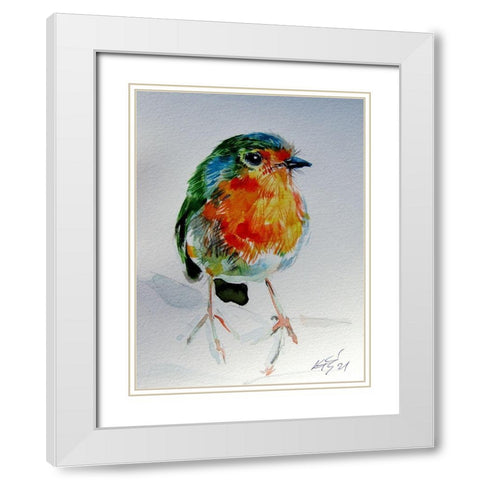 Little Bird II White Modern Wood Framed Art Print with Double Matting by Kovacs, Anna Brigite