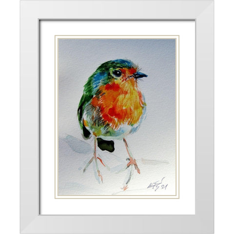 Little Bird II White Modern Wood Framed Art Print with Double Matting by Kovacs, Anna Brigite