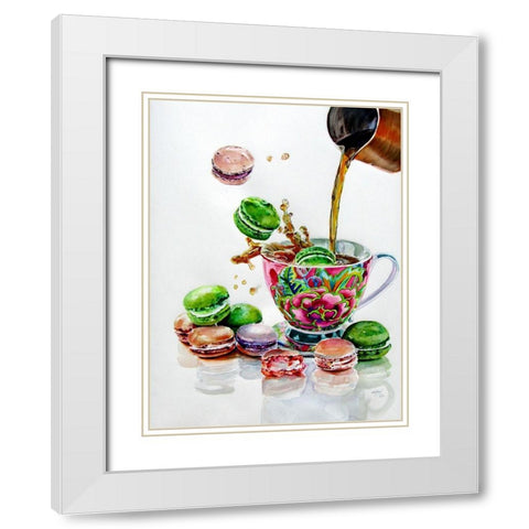 Still Life with Macaron Cookies White Modern Wood Framed Art Print with Double Matting by Kovacs, Anna Brigite