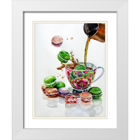 Still Life with Macaron Cookies White Modern Wood Framed Art Print with Double Matting by Kovacs, Anna Brigite