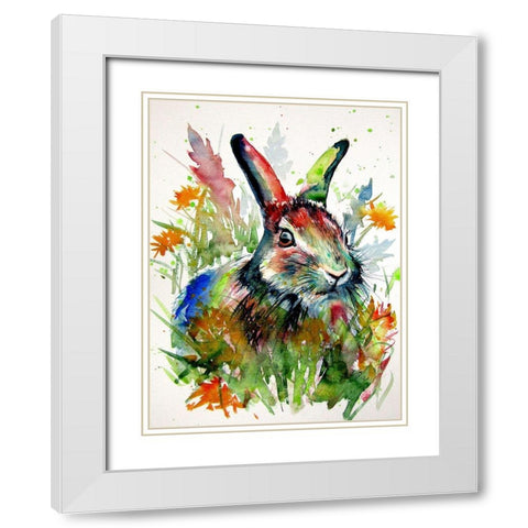 Rabbit in the Grass White Modern Wood Framed Art Print with Double Matting by Kovacs, Anna Brigite