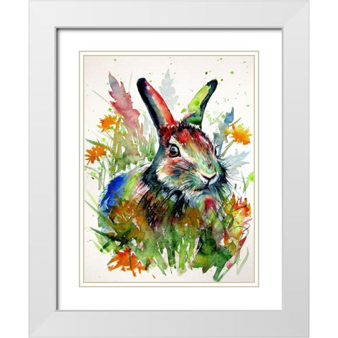 Rabbit in the Grass White Modern Wood Framed Art Print with Double Matting by Kovacs, Anna Brigite