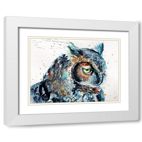 The Owl White Modern Wood Framed Art Print with Double Matting by Kovacs, Anna Brigite