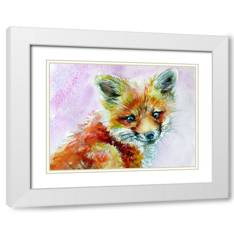 Face of Fox White Modern Wood Framed Art Print with Double Matting by Kovacs, Anna Brigite