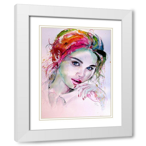 Charming Girl III White Modern Wood Framed Art Print with Double Matting by Kovacs, Anna Brigite