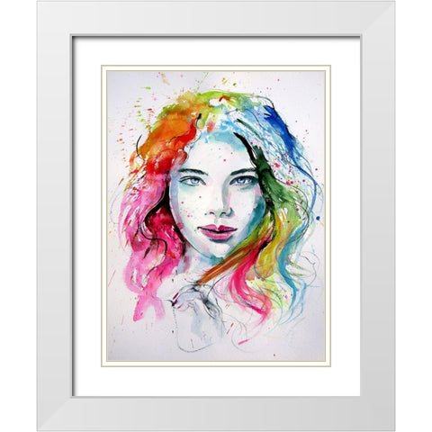 Charming Girl VII White Modern Wood Framed Art Print with Double Matting by Kovacs, Anna Brigite