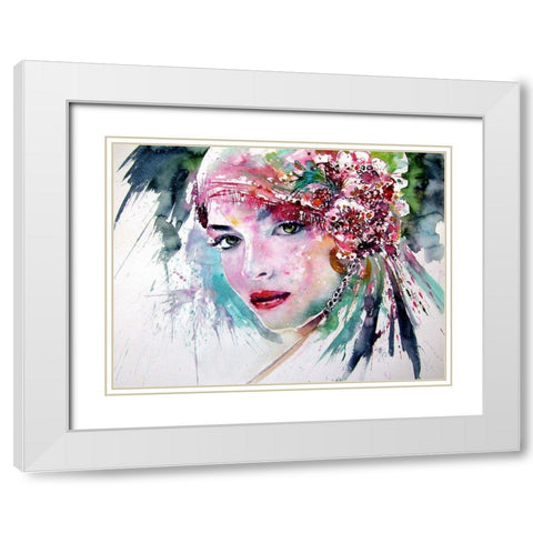 Hungarian Beauty Girl White Modern Wood Framed Art Print with Double Matting by Kovacs, Anna Brigite