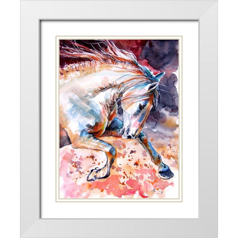 Running Horse I White Modern Wood Framed Art Print with Double Matting by Kovacs, Anna Brigite