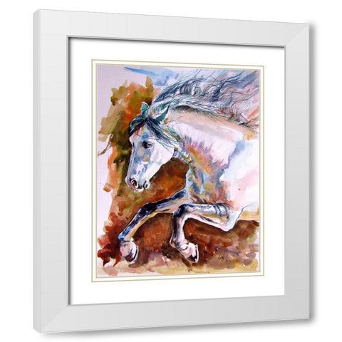 Running Horse II White Modern Wood Framed Art Print with Double Matting by Kovacs, Anna Brigite