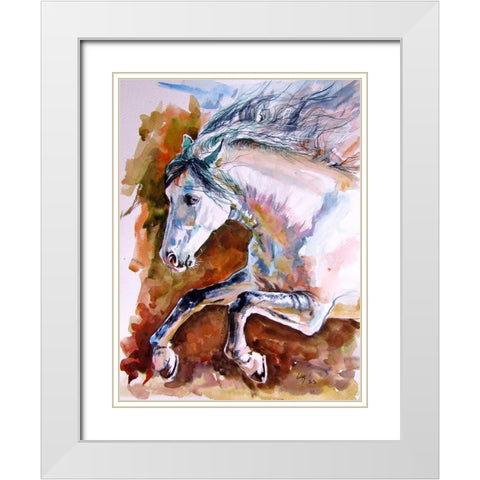 Running Horse II White Modern Wood Framed Art Print with Double Matting by Kovacs, Anna Brigite