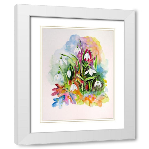 Snowdrops I White Modern Wood Framed Art Print with Double Matting by Kovacs, Anna Brigite