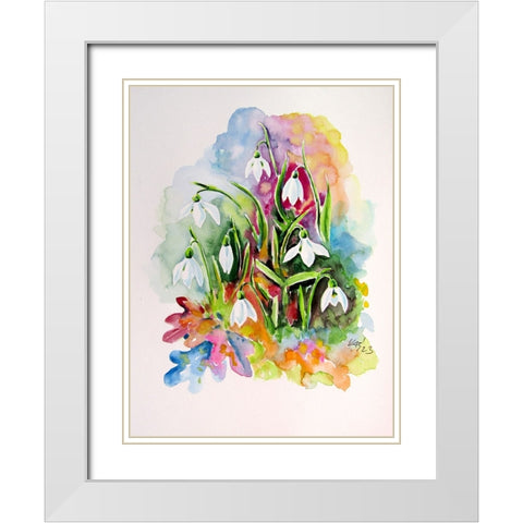 Snowdrops I White Modern Wood Framed Art Print with Double Matting by Kovacs, Anna Brigite