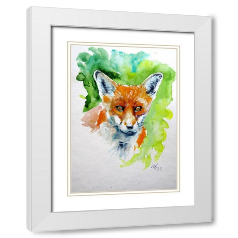 Cute Red Fox White Modern Wood Framed Art Print with Double Matting by Kovacs, Anna Brigite