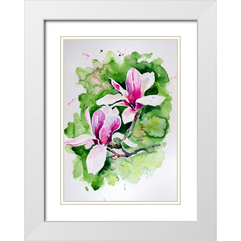 Magnolia White Modern Wood Framed Art Print with Double Matting by Kovacs, Anna Brigite