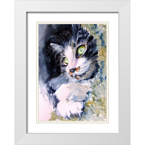 Resting Cat White Modern Wood Framed Art Print with Double Matting by Kovacs, Anna Brigite
