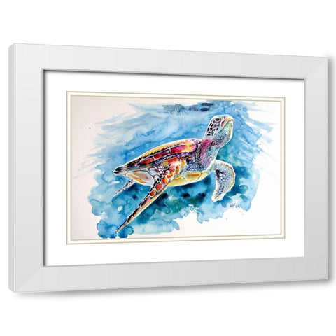Turtle White Modern Wood Framed Art Print with Double Matting by Kovacs, Anna Brigite