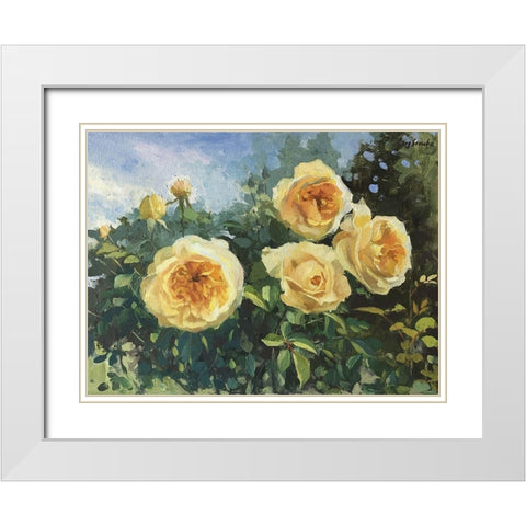Garden Rose III White Modern Wood Framed Art Print with Double Matting by Strube, Ling