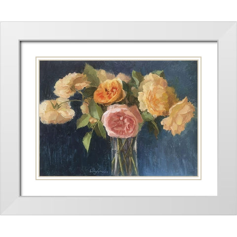Rose Bouquet White Modern Wood Framed Art Print with Double Matting by Strube, Ling