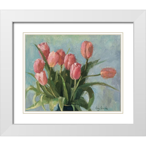 Spring Happiness White Modern Wood Framed Art Print with Double Matting by Strube, Ling