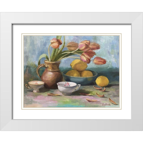 Still Life with Tulips White Modern Wood Framed Art Print with Double Matting by Strube, Ling
