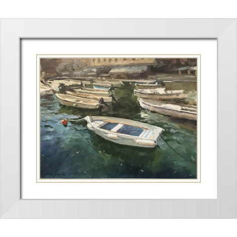 Boat in Portofino II White Modern Wood Framed Art Print with Double Matting by Strube, Ling