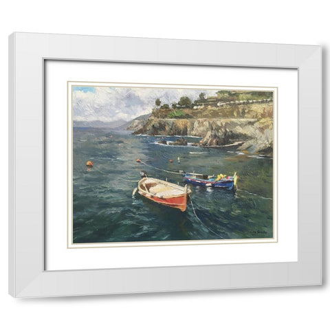 Boats in Italy White Modern Wood Framed Art Print with Double Matting by Strube, Ling