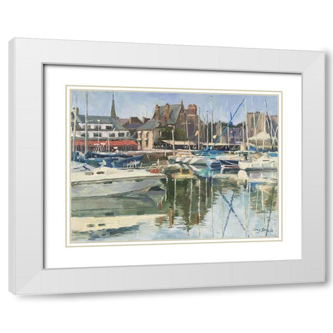 Paimpol Harbour White Modern Wood Framed Art Print with Double Matting by Strube, Ling