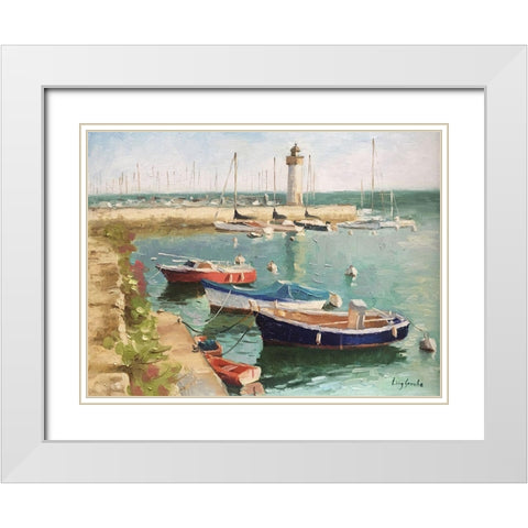 France Harbour White Modern Wood Framed Art Print with Double Matting by Strube, Ling