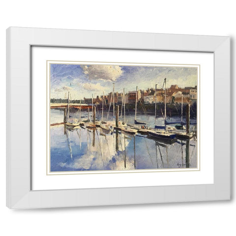 England Landscape - Whitby White Modern Wood Framed Art Print with Double Matting by Strube, Ling