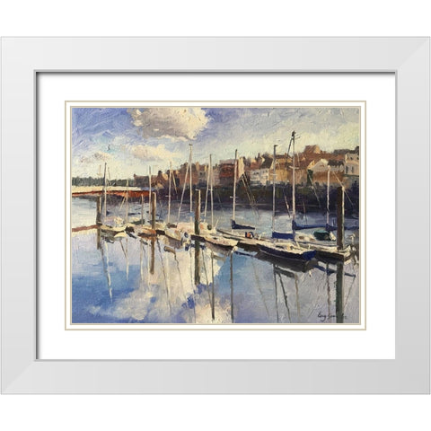 England Landscape - Whitby White Modern Wood Framed Art Print with Double Matting by Strube, Ling