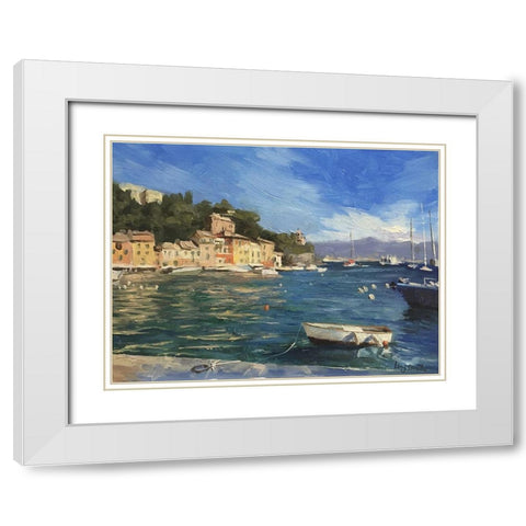 Portofino White Modern Wood Framed Art Print with Double Matting by Strube, Ling