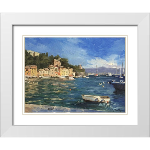 Portofino White Modern Wood Framed Art Print with Double Matting by Strube, Ling