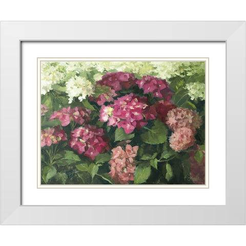 German Hydrangeas White Modern Wood Framed Art Print with Double Matting by Strube, Ling