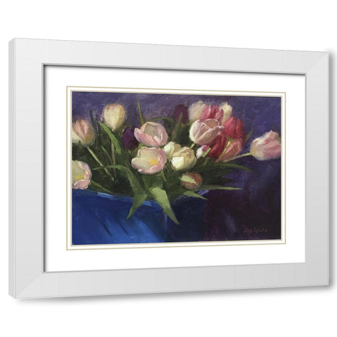 Tulips II White Modern Wood Framed Art Print with Double Matting by Strube, Ling