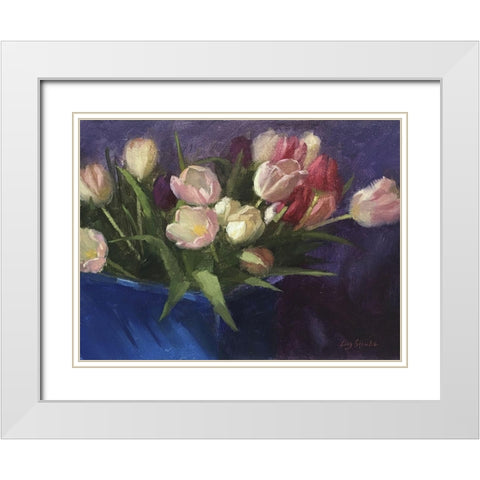 Tulips II White Modern Wood Framed Art Print with Double Matting by Strube, Ling